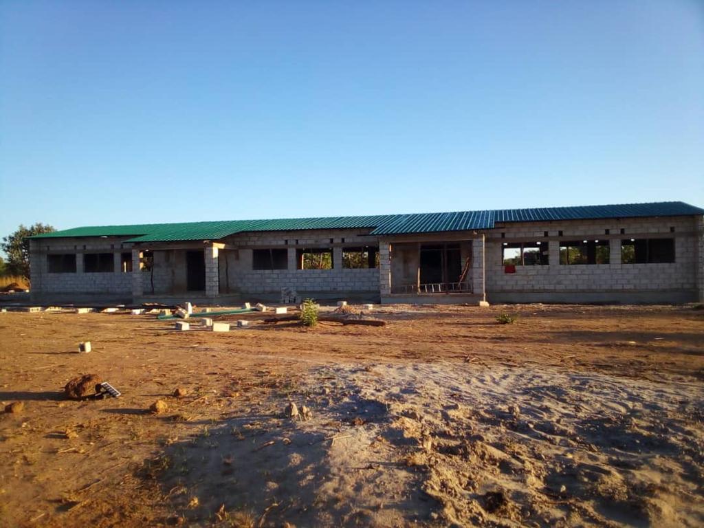 construction progress on the classrooms at Kakubo school